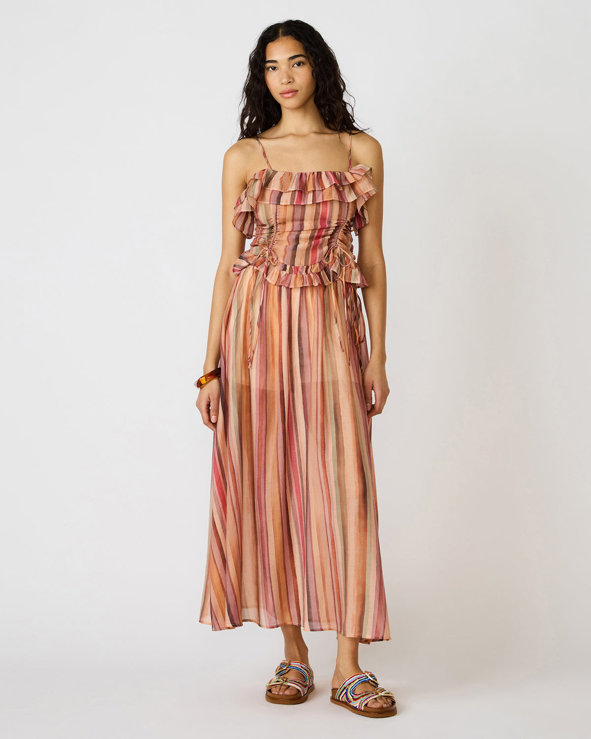 SHILLOH Stripe Multi Sleeveless Ruffle Women's Top Steve Madden STRIPE MULTI