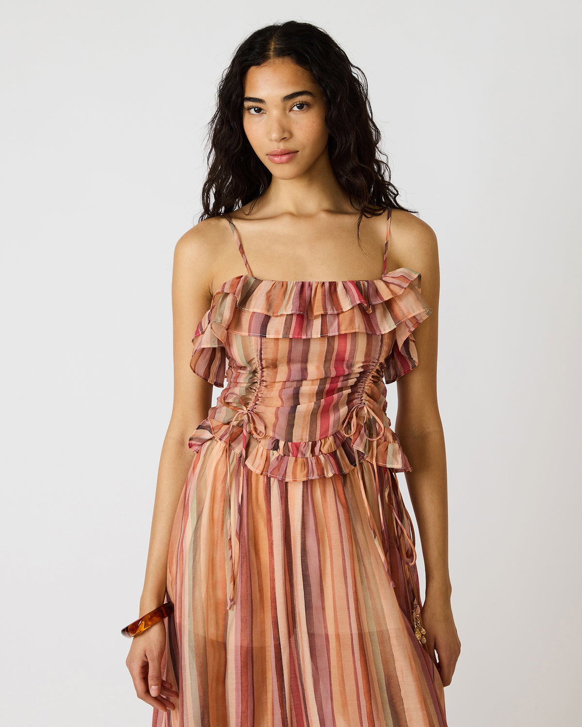 SHILLOH Stripe Multi Sleeveless Ruffle Women's Top Steve Madden STRIPE MULTI