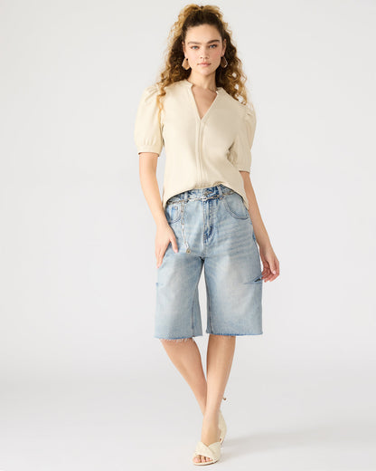 JANE Bone Women's Short-Sleeved Suede Top Steve Madden BONE