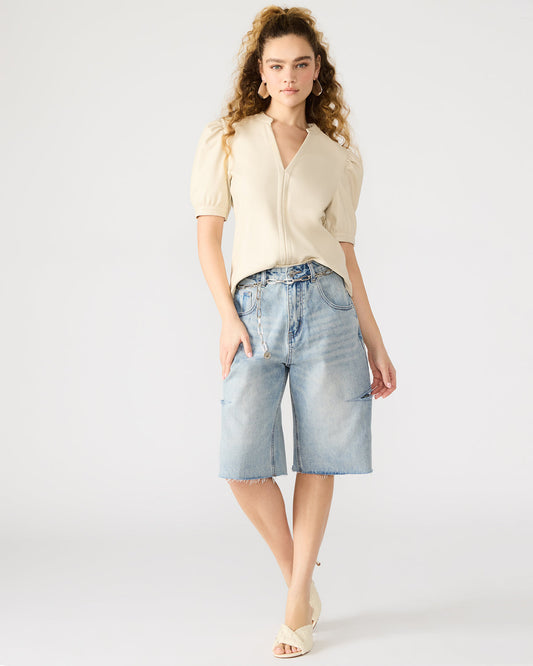 JANE Bone Women's Short-Sleeved Suede Top Steve Madden BONE