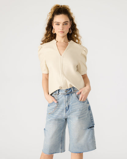 JANE Bone Women's Short-Sleeved Suede Top Steve Madden BONE