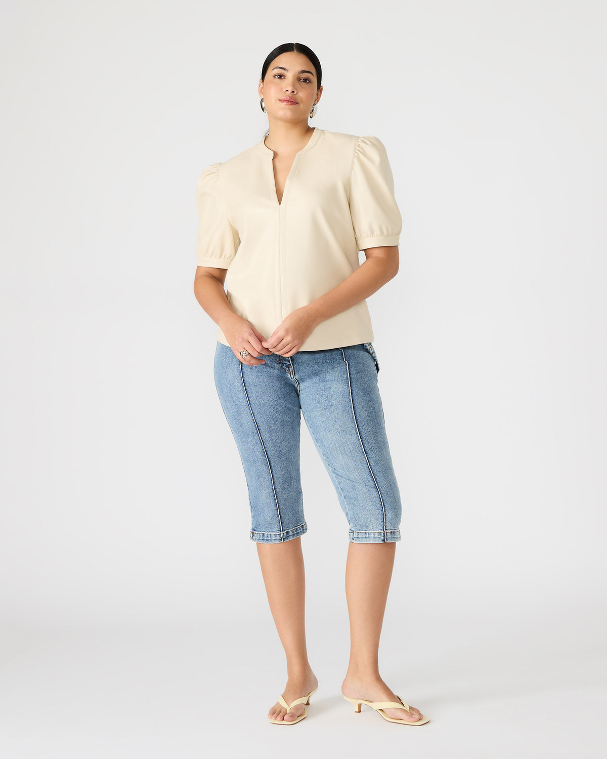 JANE Bone Women's Short-Sleeved Suede Top Steve Madden BONE