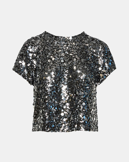 CRESSA Silver Embellished Sequin Women's Top Steve Madden SILVER