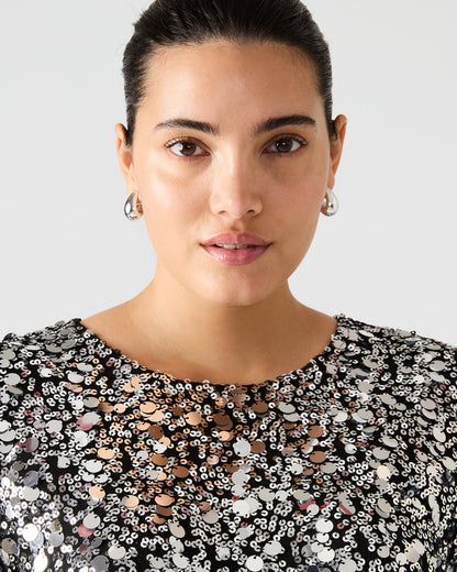 CRESSA Silver Embellished Sequin Women's Top Steve Madden SILVER
