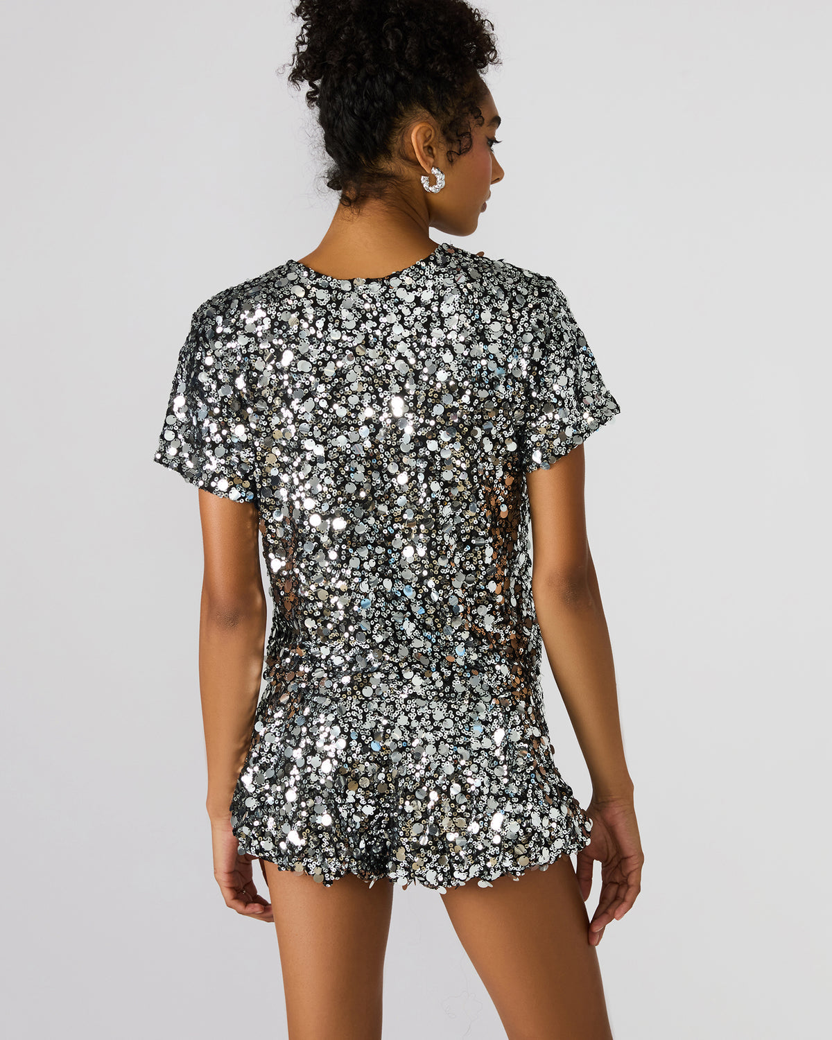 CRESSA Silver Embellished Sequin Women's Top Steve Madden SILVER