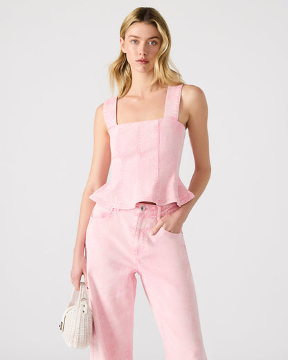 PENELOPI Denim Ruffle Fabric Women's Tank Top Steve Madden PINK