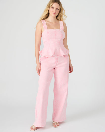 PENELOPI Denim Ruffle Fabric Women's Tank Top Steve Madden PINK