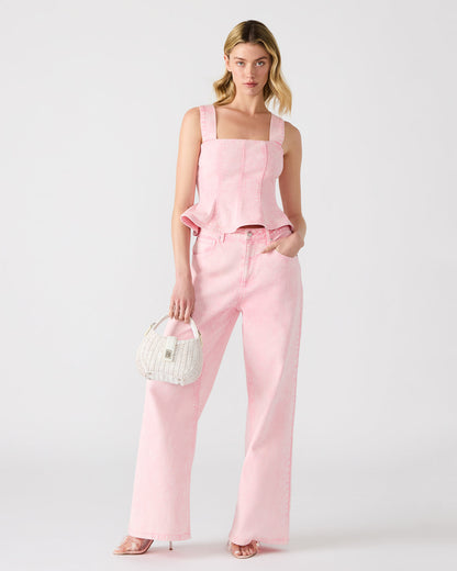 PENELOPI Denim Ruffle Fabric Women's Tank Top Steve Madden PINK