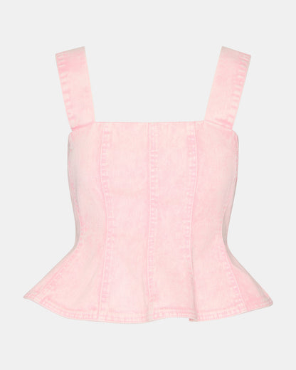 PENELOPI Denim Ruffle Fabric Women's Tank Top Steve Madden PINK