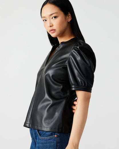 JANE Black Women's Short-Sleeved Suede Top Steve Madden BLACK