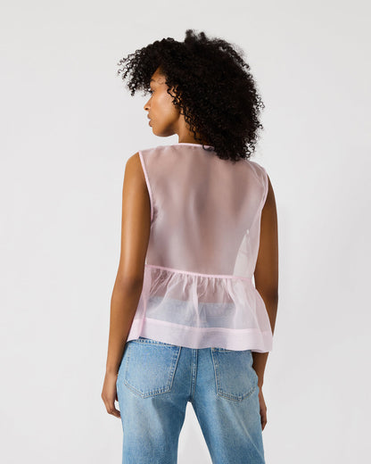 PAULINA Light Pink Sheer Mesh Bow Detail Tie-Front Women's Top Steve Madden LIGHT PINK