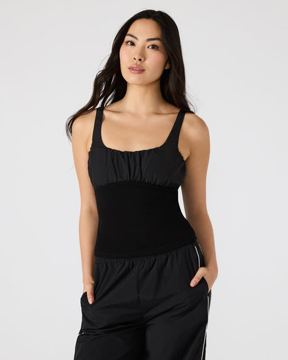 LUANA Black Pull-Over Ruched Tank Top Steve Madden BLACK
