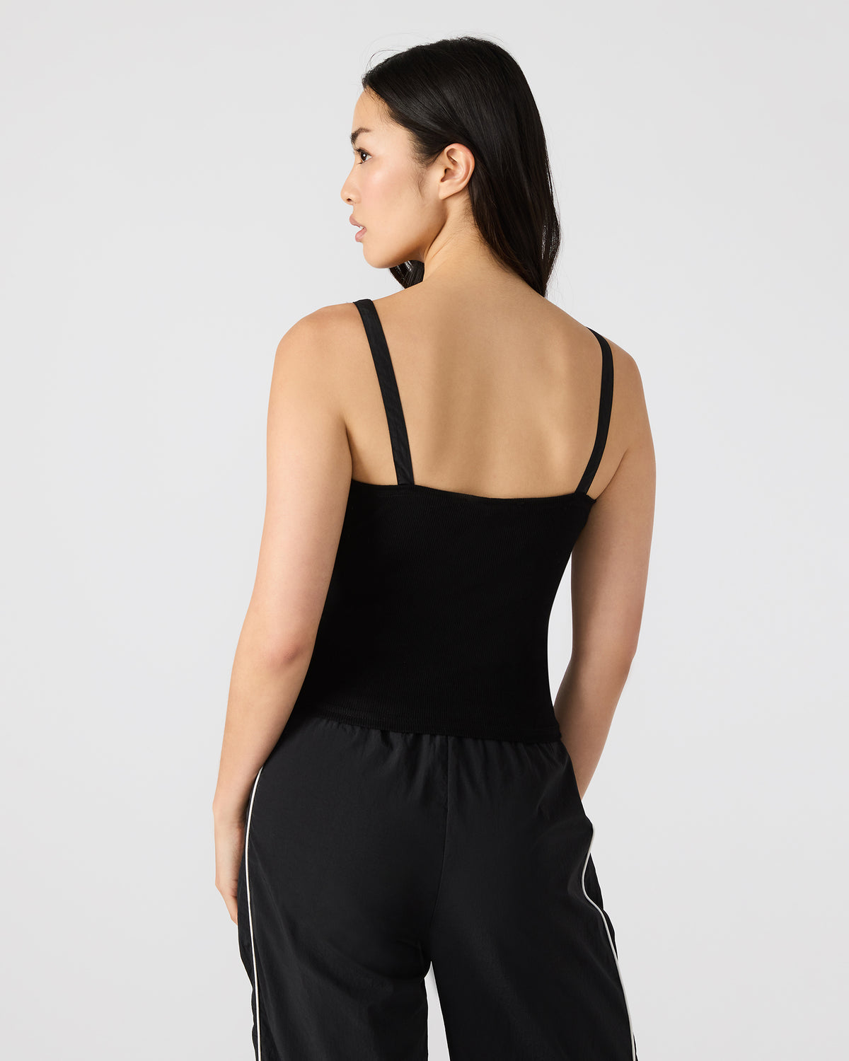 LUANA Black Pull-Over Ruched Tank Top Steve Madden BLACK