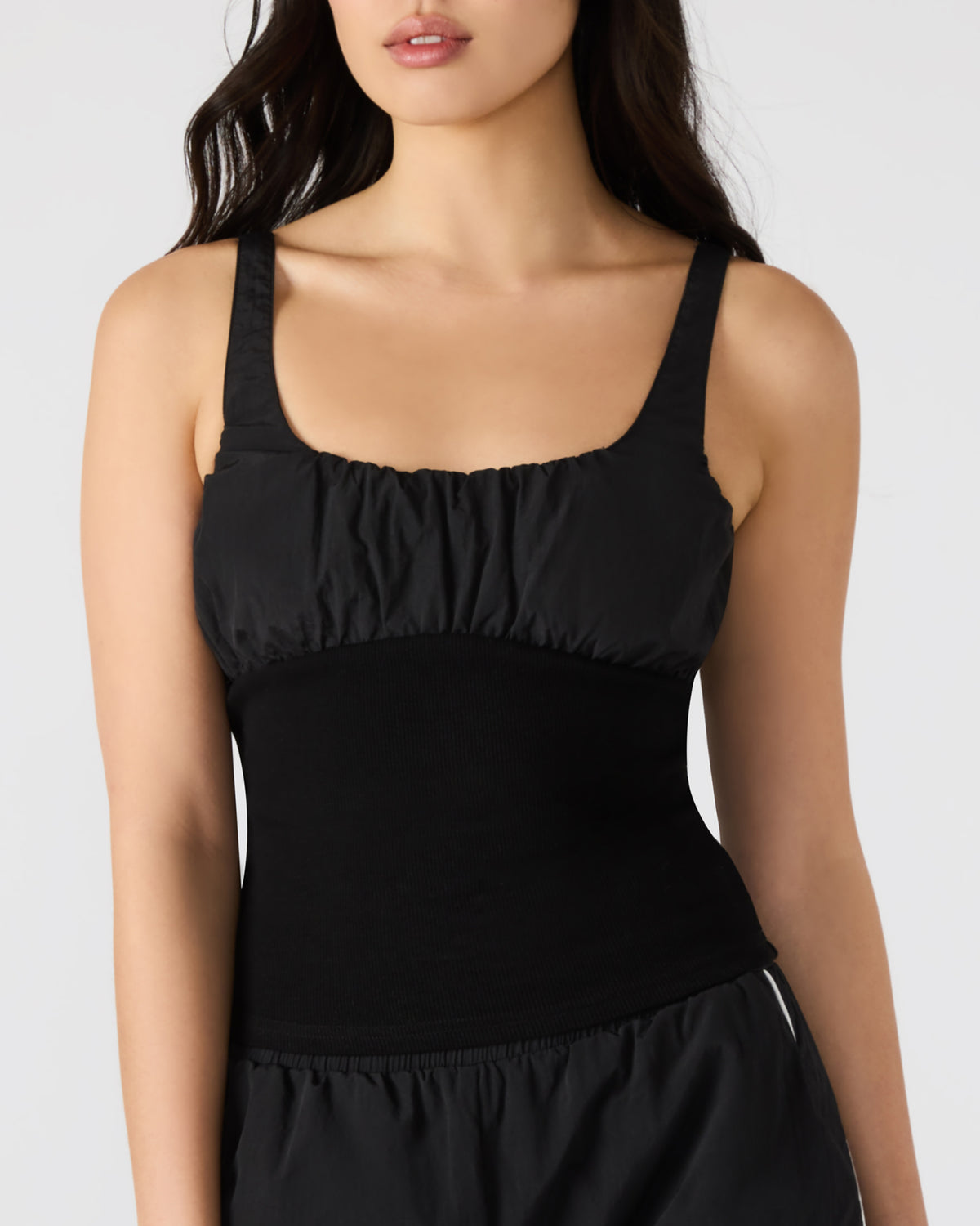 LUANA Black Pull-Over Ruched Tank Top Steve Madden BLACK