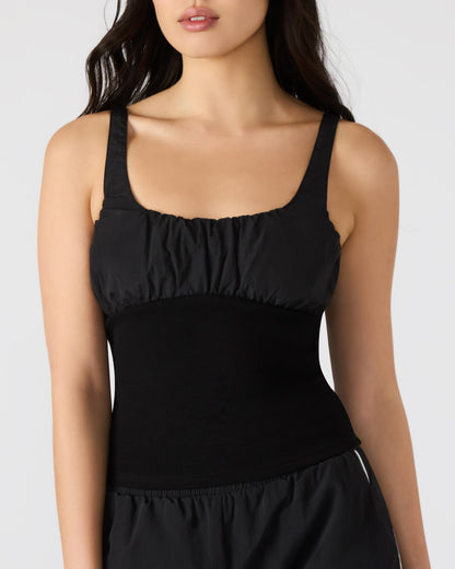 LUANA Black Pull-Over Ruched Tank Top Steve Madden BLACK
