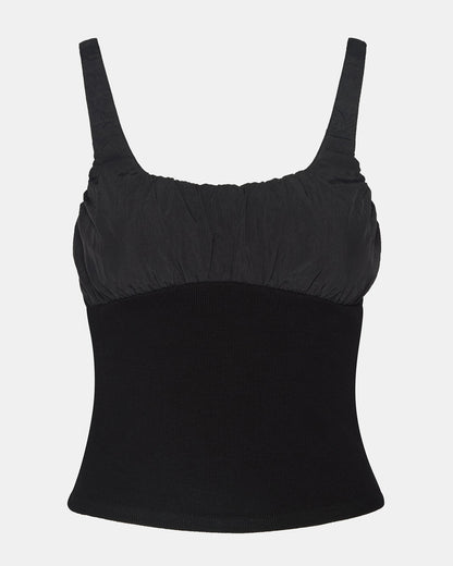 LUANA Black Pull-Over Ruched Tank Top Steve Madden BLACK