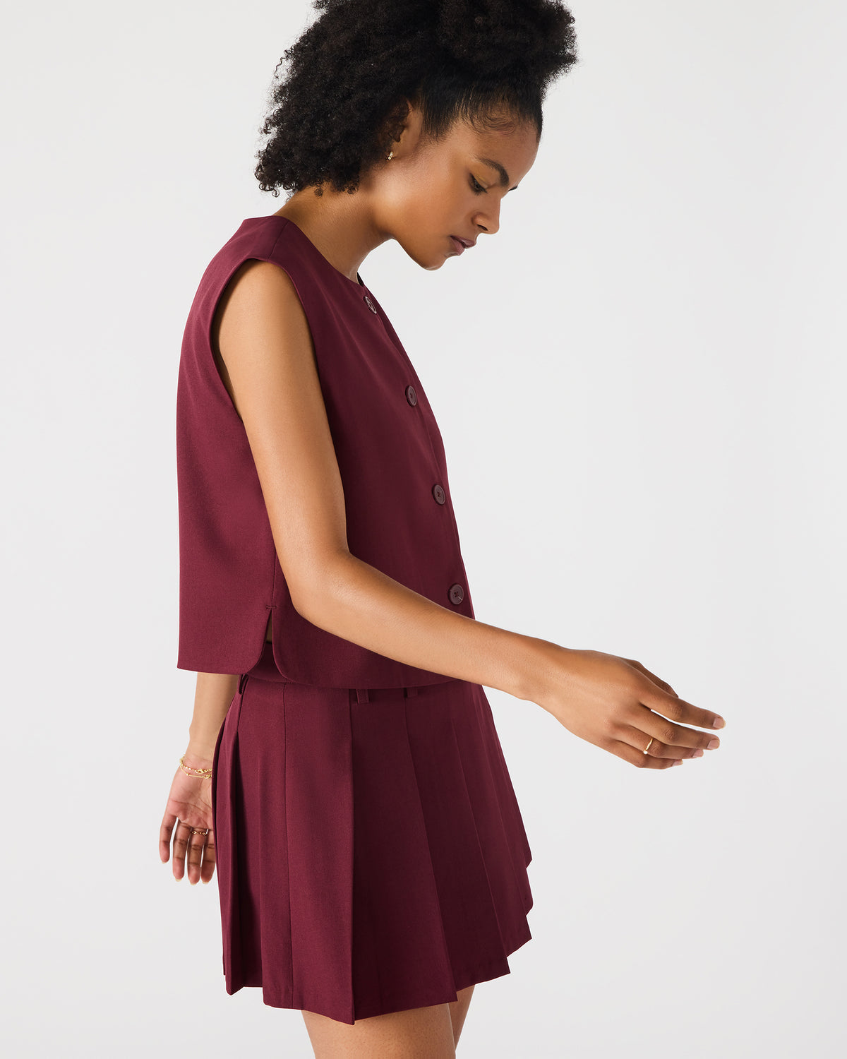 ALESSA Wine Button-Up Women's Top Steve Madden WINE