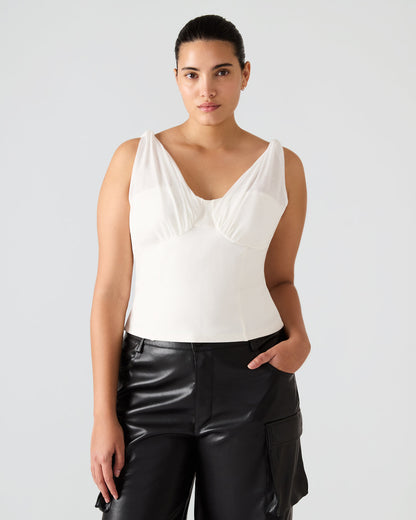 ADDISYN Antique V-neck Sleeveless Mesh Women's Top Steve Madden ANTIQUE