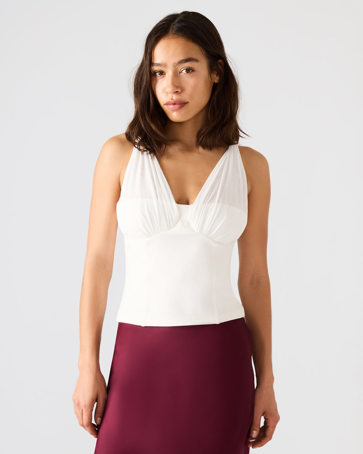 ADDISYN Antique V-neck Sleeveless Mesh Women's Top Steve Madden ANTIQUE