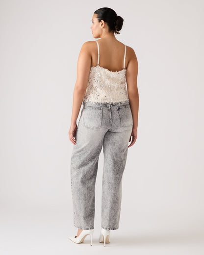 BLAKELYN Ivory Feather Sequin Embellished Women's Top Steve Madden IVORY