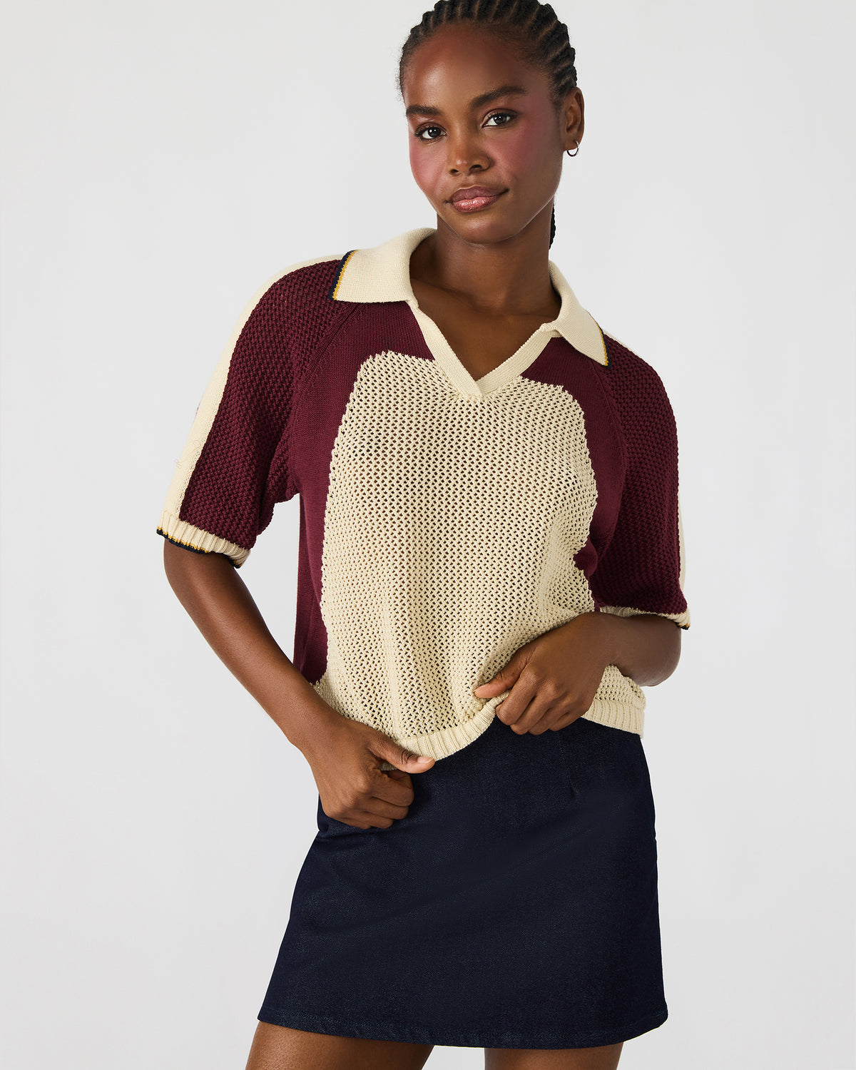 AXON Multi Short-Sleeved Knit Sweater Women's Top Steve Madden MULTI