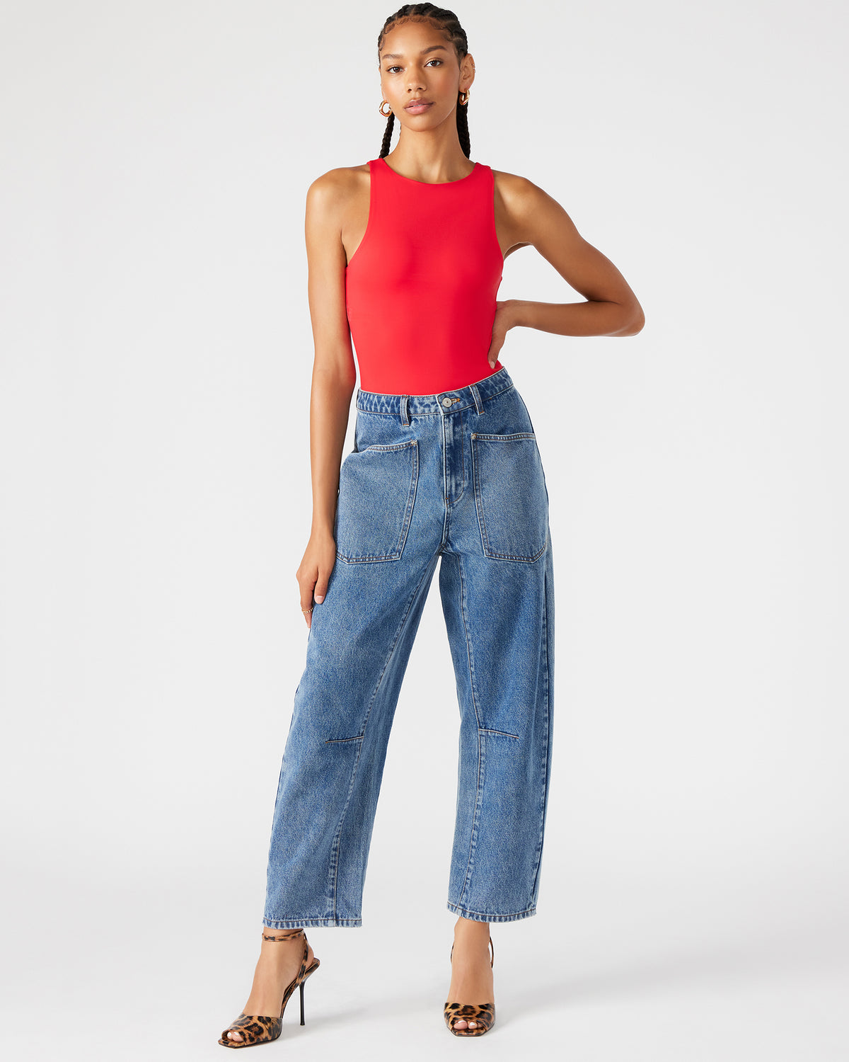 NICO Red Women's Contour Stretch Bodysuit Steve Madden RED