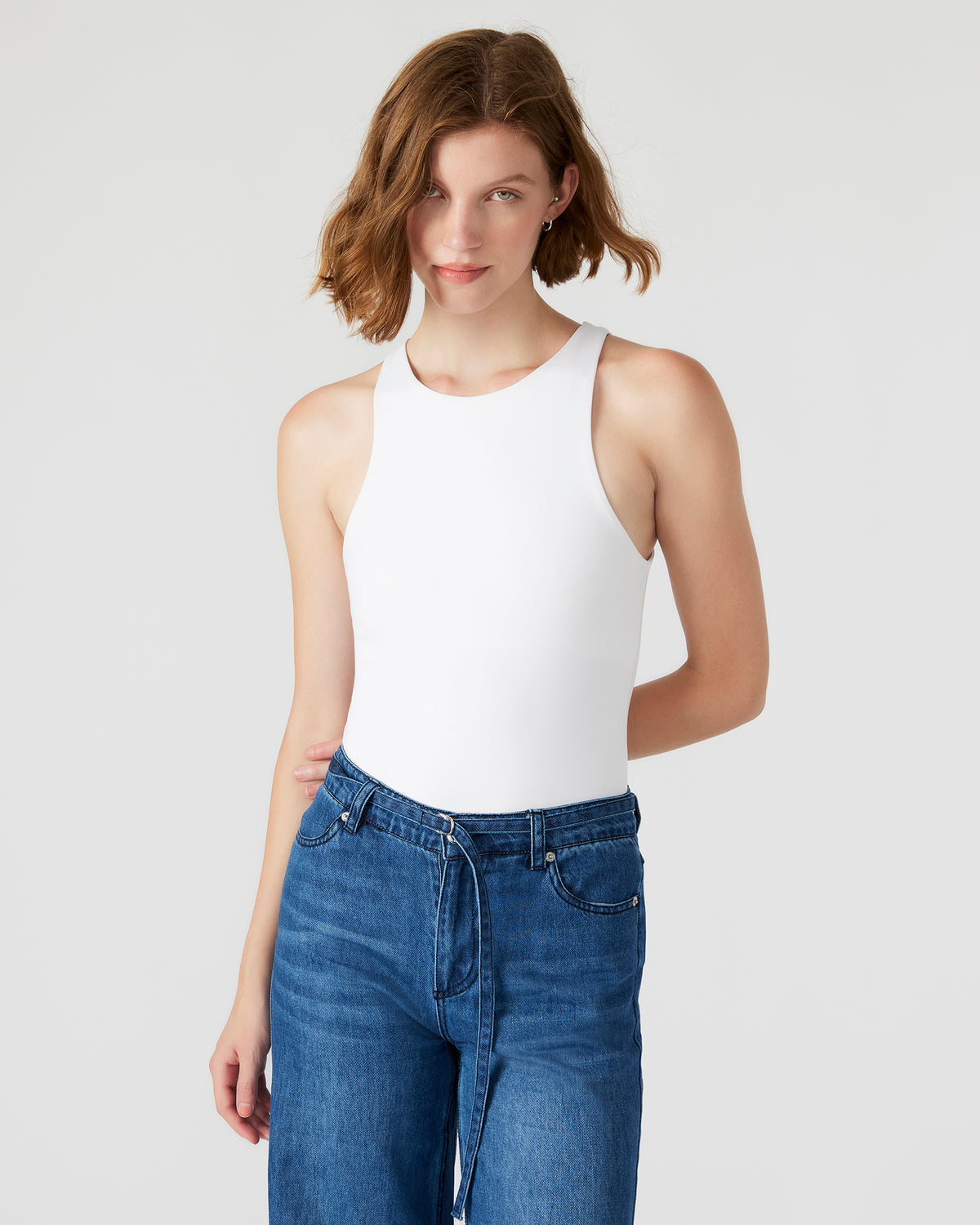 NICO White Women's Contour Stretch Bodysuit Steve Madden WHITE