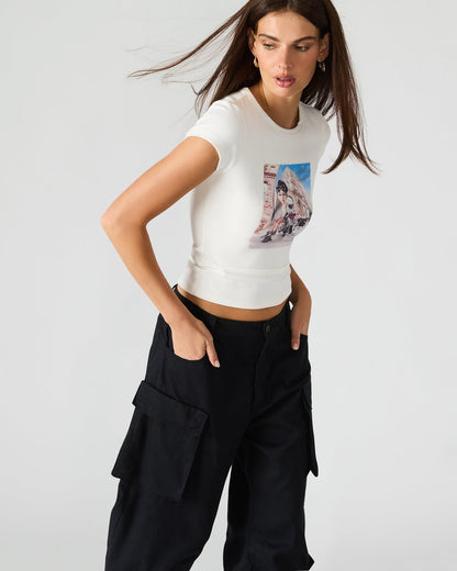 GOLDIE Antique Short-Sleeved Graphic Tee Form-Fitting Women's Top Steve Madden ANTIQUE