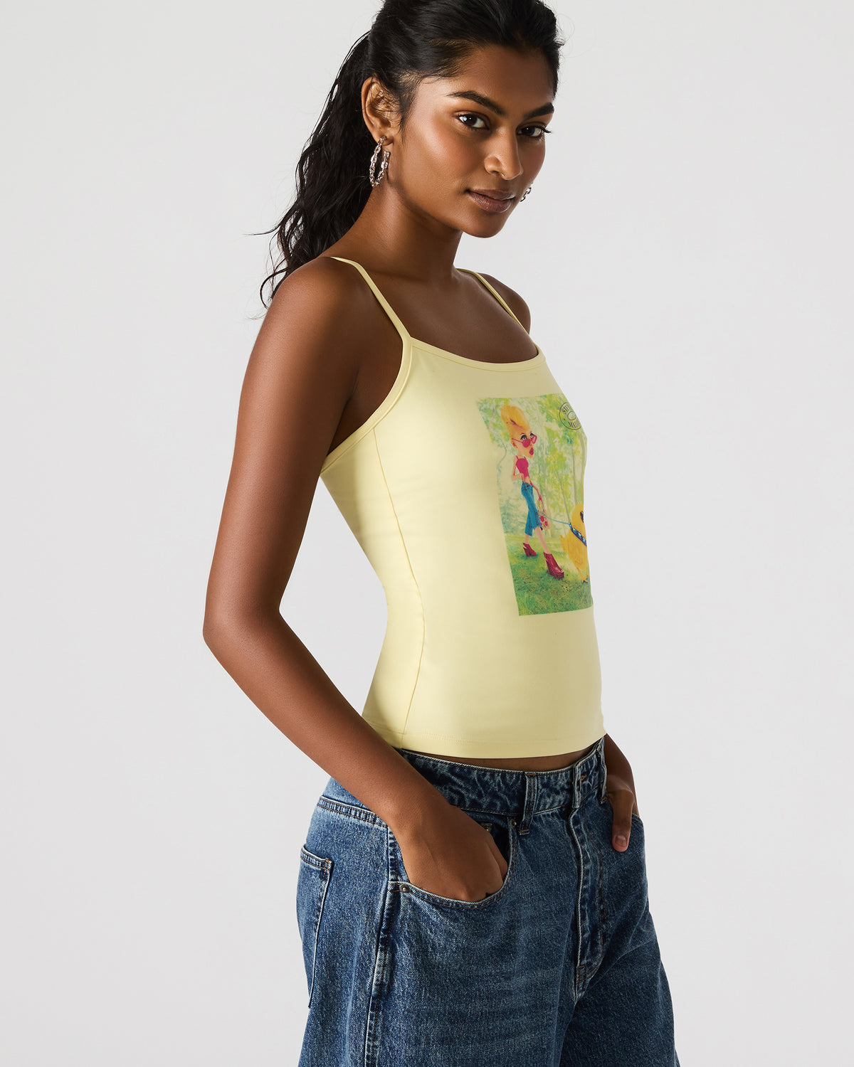 GOLDIE Pale Yellow Sleeveless Graphic Women's Tank Top Steve Madden PALE YELLOW