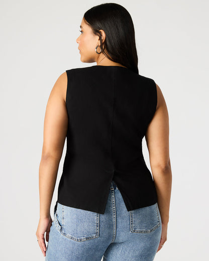 WESLEY Top Black Button-Up Vest Top Steve Madden BLACK