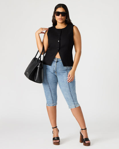 WESLEY Top Black Button-Up Vest Top Steve Madden BLACK