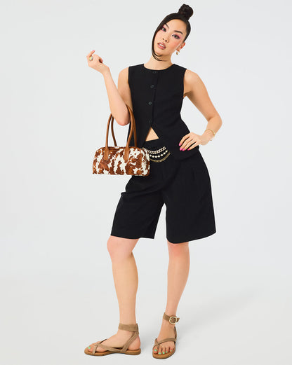 WESLEY Top Black Button-Up Vest Top Steve Madden BLACK