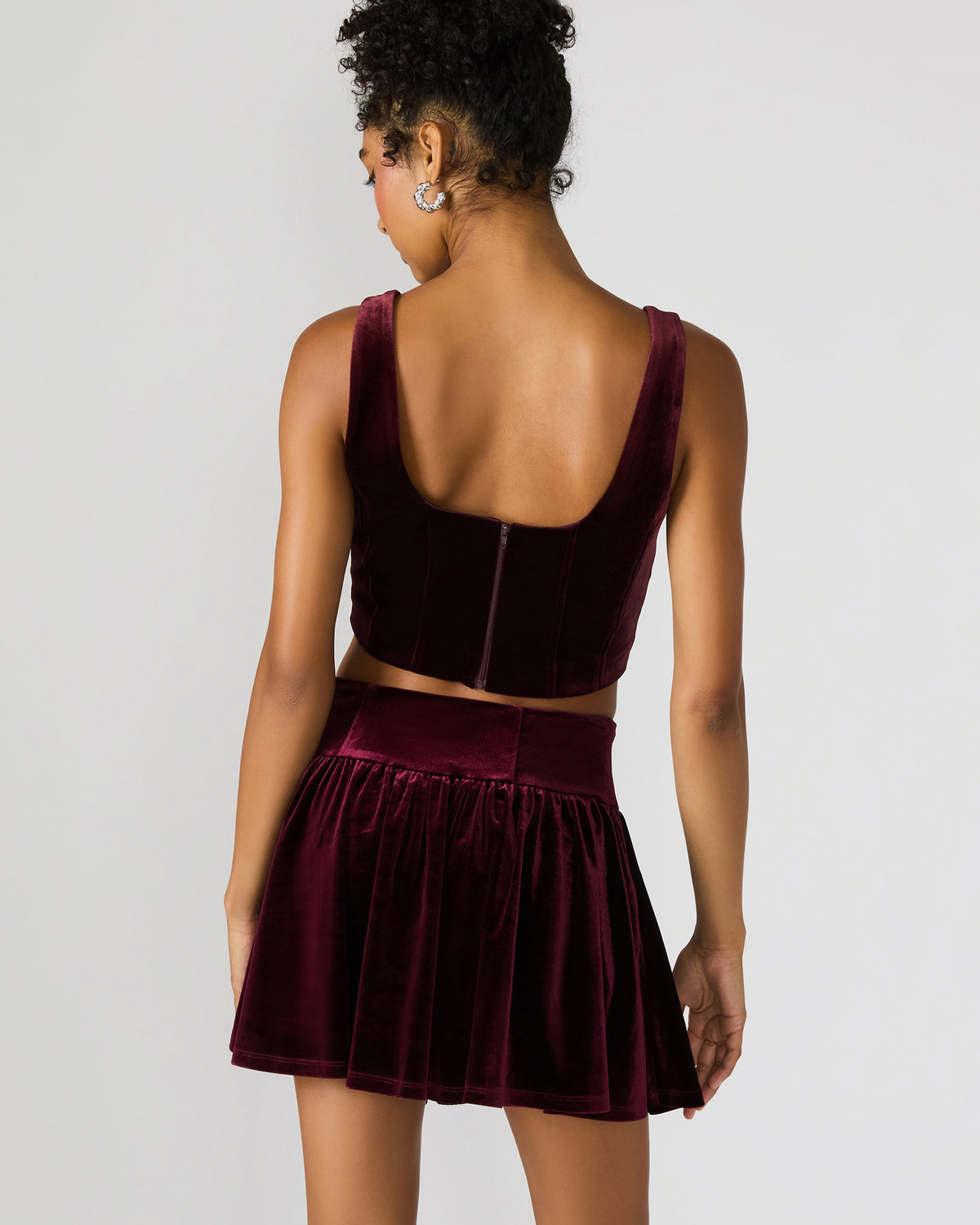 ARYANNA Wine Cropped Velvet Women's Top Steve Madden WINE