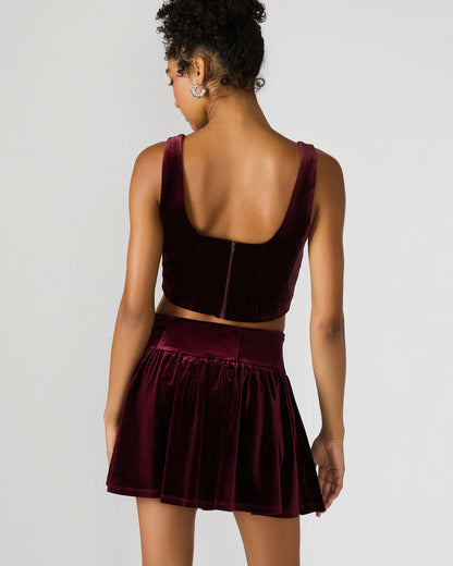 ARYANNA Wine Cropped Velvet Women's Top Steve Madden WINE