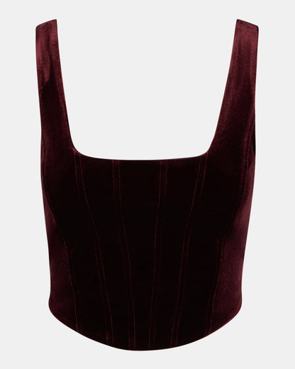 ARYANNA Wine Cropped Velvet Women's Top Steve Madden WINE