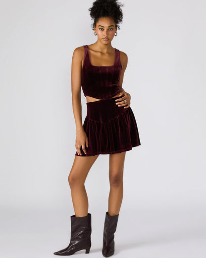 ARYANNA Wine Cropped Velvet Women's Top Steve Madden WINE
