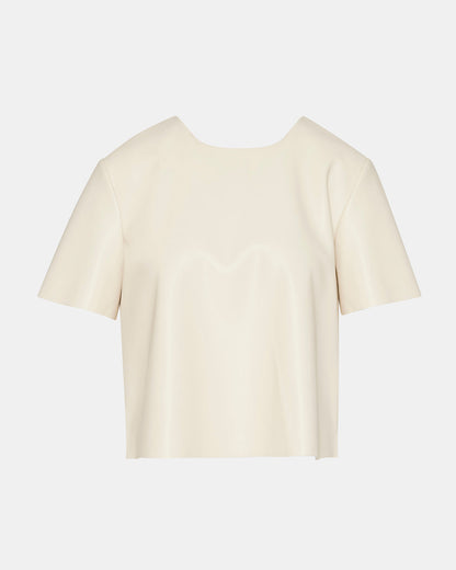 EZRA Bone Women's Short Sleeve Faux Leather Top Steve Madden BONE
