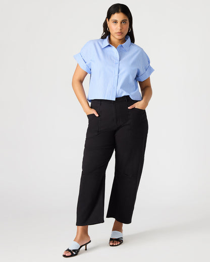 TULA Blue/White Women's Collared Button-Up Pinstripe Top Steve Madden BLUE WHITE