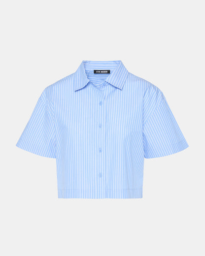 TULA Blue/White Women's Collared Button-Up Pinstripe Top Steve Madden BLUE WHITE