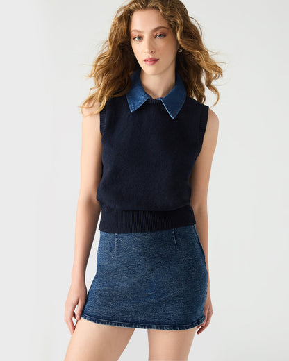 JEANE Sweater Vest Knit Collared Sleeveless Women's Top Steve Madden MULTI