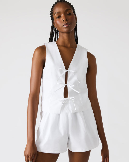 ALIZA White Women's Bow Tie-Front Top Steve Madden WHITE