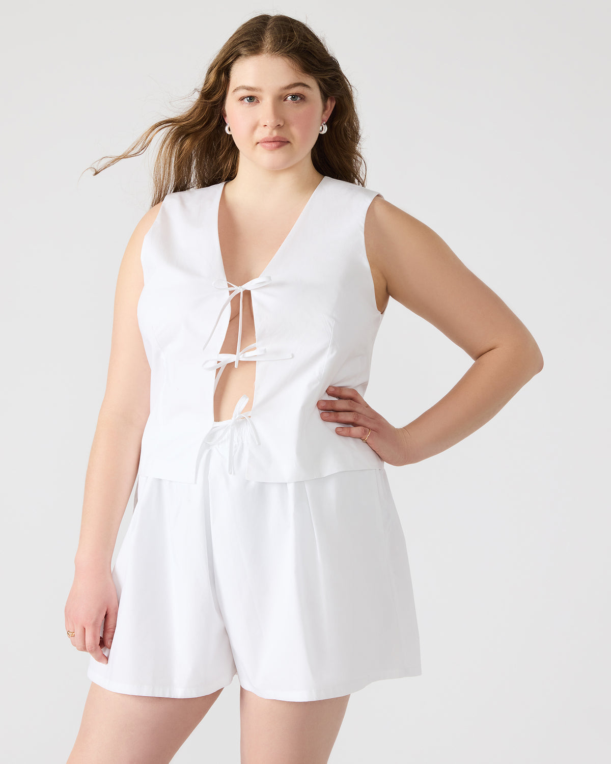 ALIZA White Women's Bow Tie-Front Top Steve Madden WHITE