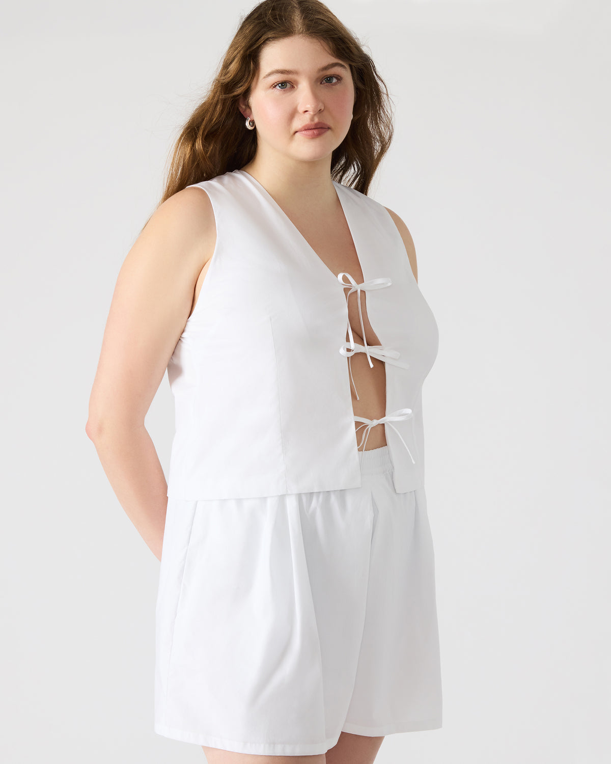ALIZA White Women's Bow Tie-Front Top Steve Madden WHITE