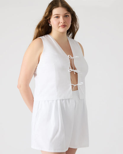 ALIZA White Women's Bow Tie-Front Top Steve Madden WHITE
