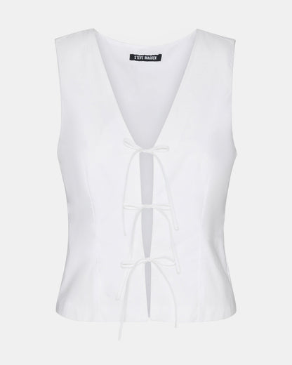 ALIZA White Women's Bow Tie-Front Top Steve Madden WHITE