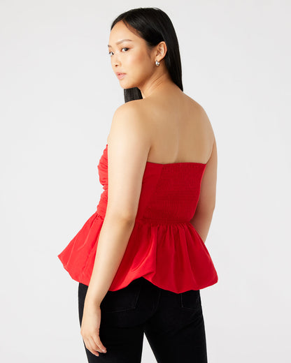 AMARI Top Red | Women's Bubble-Hem Taffeta Strapless Top Steve Madden RED