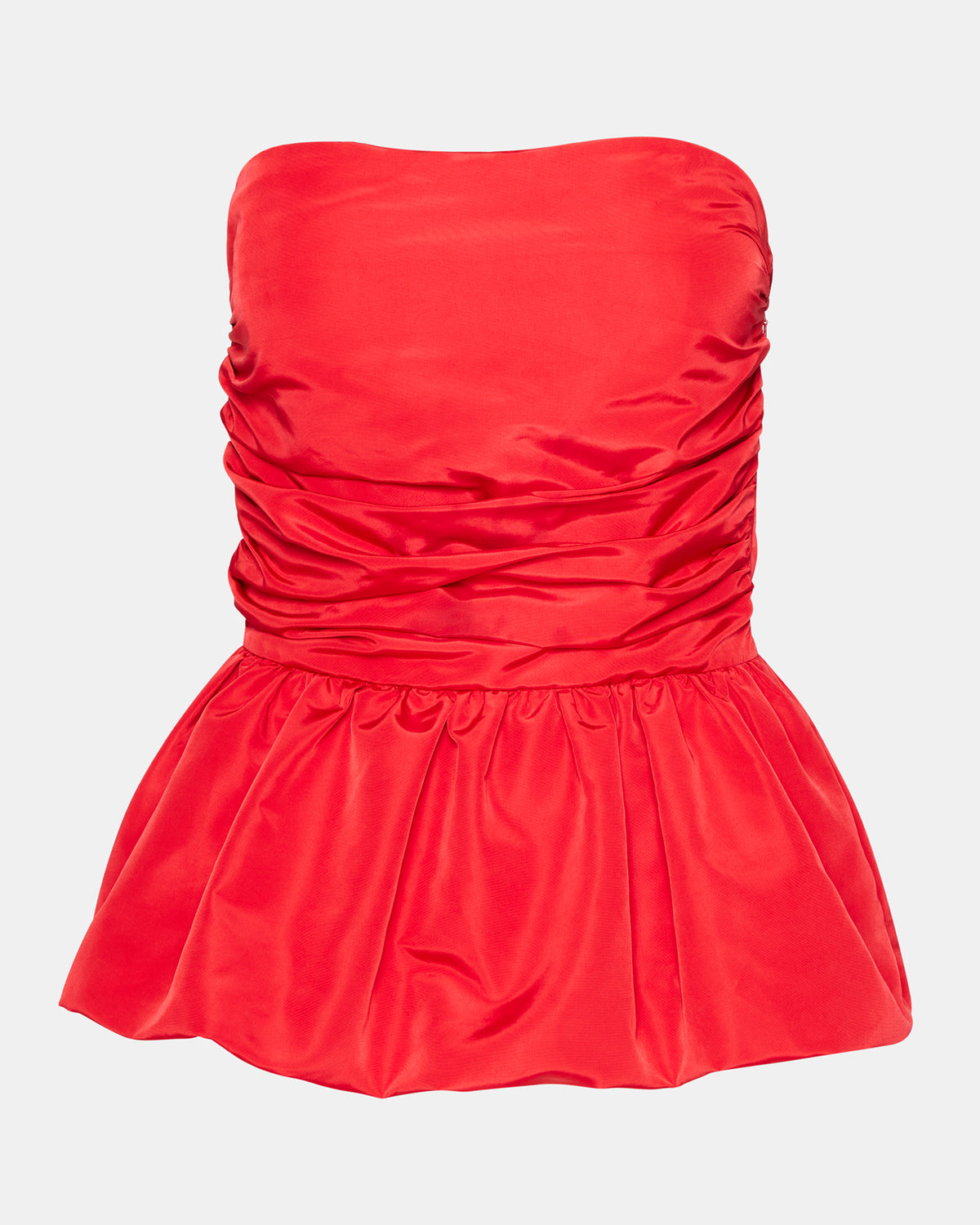 AMARI Top Red | Women's Bubble-Hem Taffeta Strapless Top Steve Madden RED