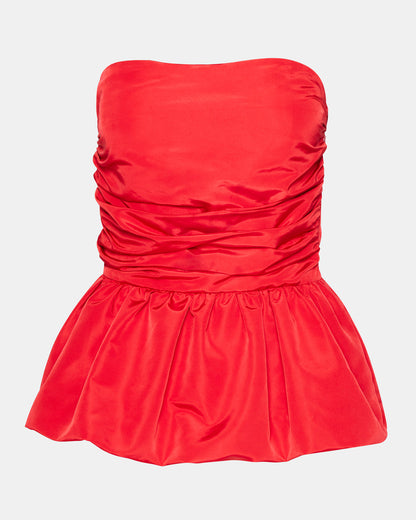 AMARI Top Red | Women's Bubble-Hem Taffeta Strapless Top Steve Madden RED