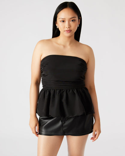 AMARI Top Black | Women's Bubble-Hem Taffeta Strapless Top Steve Madden BLACK