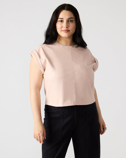 CAT Rose Women's Short-Sleeved Faux Leather Top Steve Madden ROSE